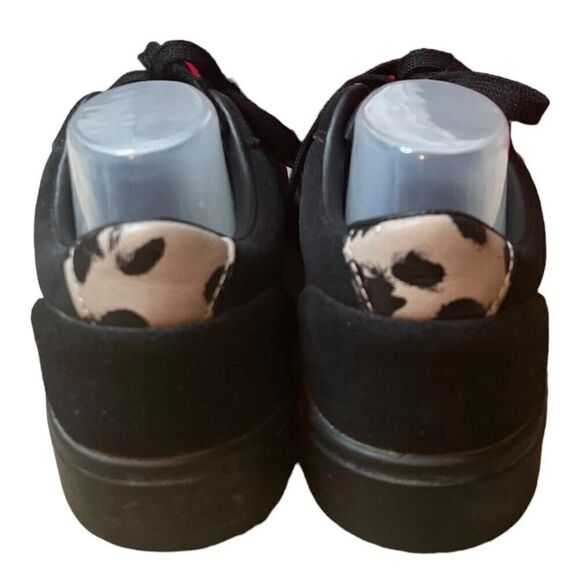 Adidas Sleek Triple Black Sneakers Leopard Accent Womens Comfort US 6.5 - Picture 12 of 12